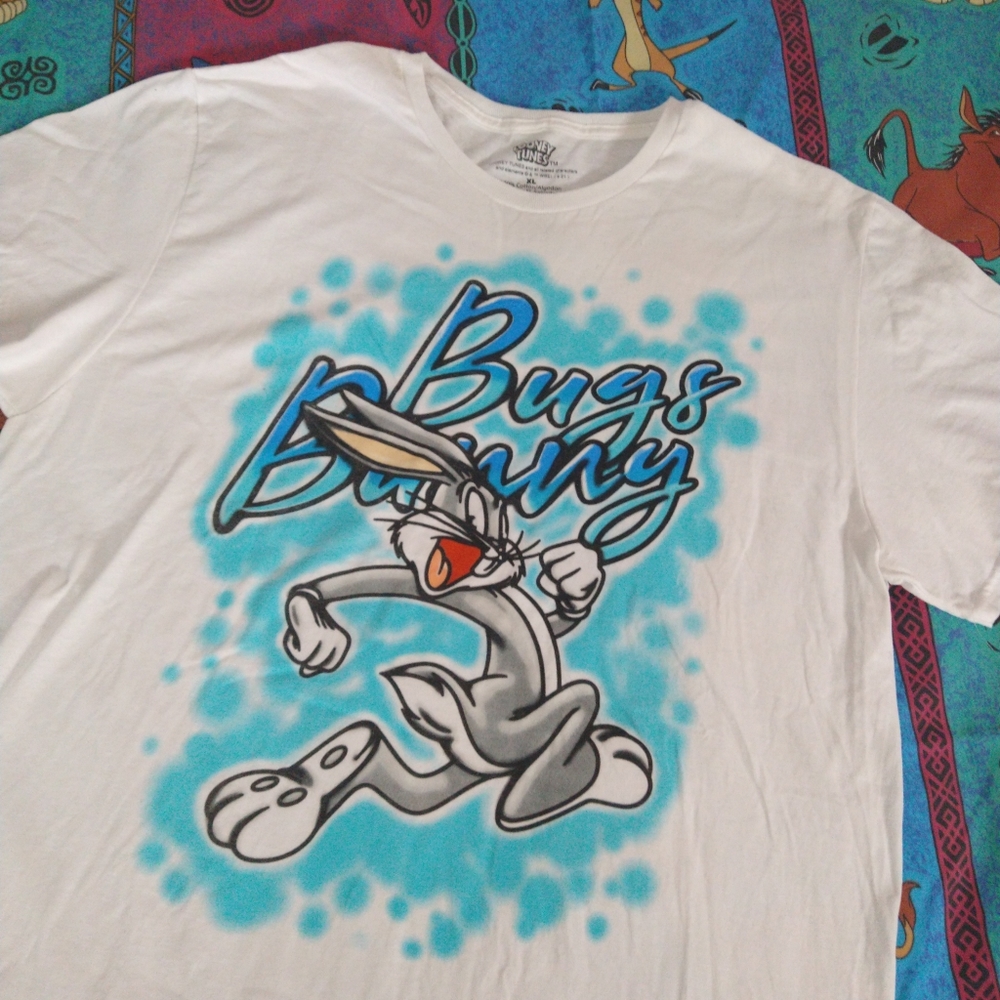 Bugs Bunny Looney Tunes Airbrush Style Graphic Tee XL NWOT warner brothers bros